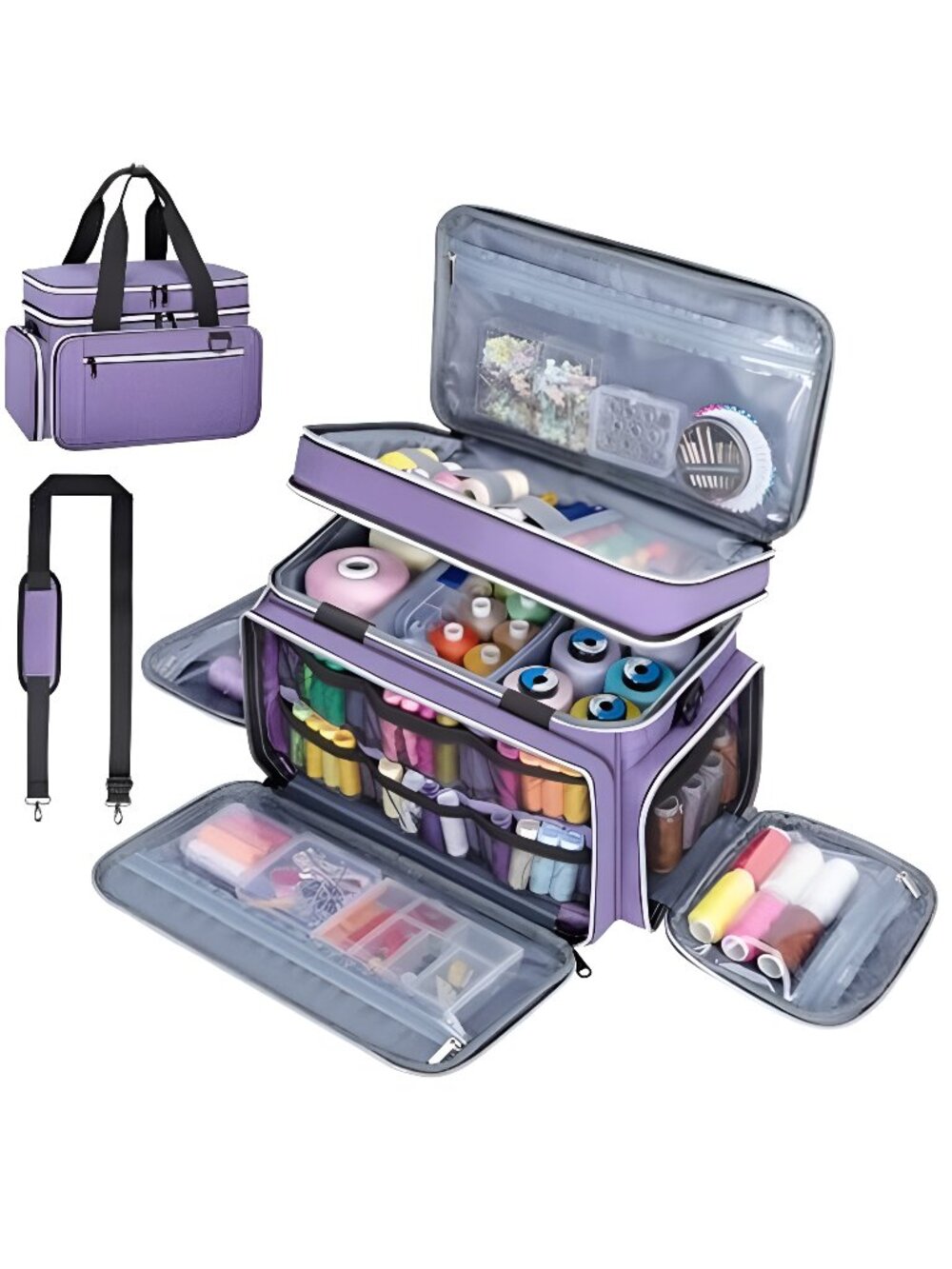 Large Sewing Supplies Organizer, Double Layer Sewing Storage Organizer